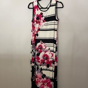 NWOT Long Black and White Fitted Dress Size 12